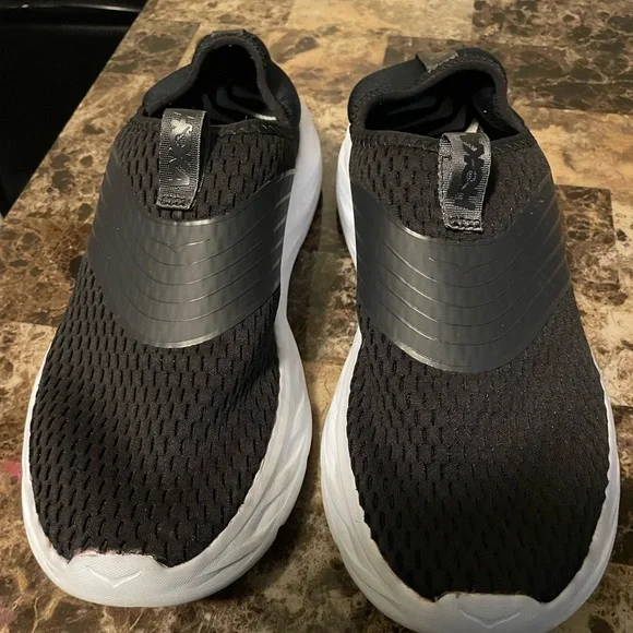 Black and white Hokas slip on athletic shoes - Picture 2 of 4